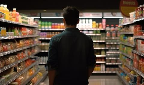 man in supermarket aisle 