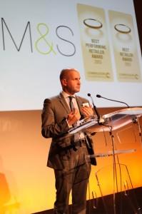 Mark Atherton-Ranson, Agriculture Sourcing & Animal Welfare Manager, Marks & Spencer, accepting their CIWF award.