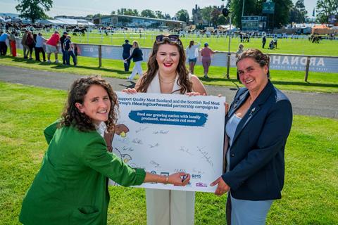 Cabinet Secretary for Rural Affairs, Mairi Gougeon, signing the Meating our Potential Pledge