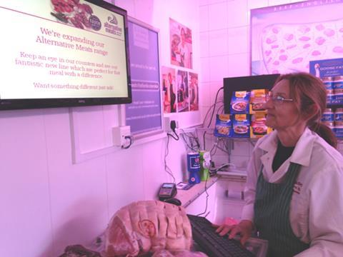 Kay Badley in the shop in Trench demonstrating part of their new 'app'roach to traceability