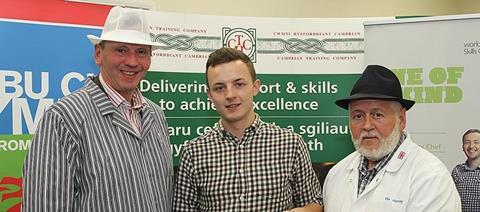 Peter Rushforth from Swans Farm Shop, Mold with the judges in the Welsh heat of the WorldSkills competition. 