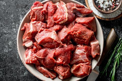 Raw diced beef