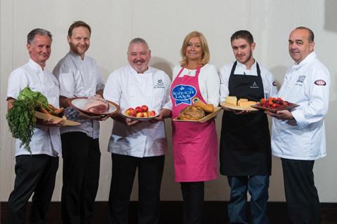 The six leading St Andrews chefs who have created the menu for the St Andrews Food and Drink Festival dinner (L-R): Alan Matthew of the Fairmont St Andrews, Geoff Smeddle of the Peat Inn, Ian MacDonald of The St Andrews Links, Susan Pieraccini of Rocca, Stewart Macaulay of The Adamson and Martin Hollis of the Old Course Hotel, Golf Resort & Spa.