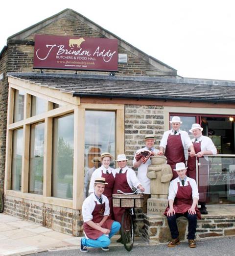 Beefing up the business. Brindon Addy is pictured third from left with members of his butchers’ brigade in front of the newly extended shop.