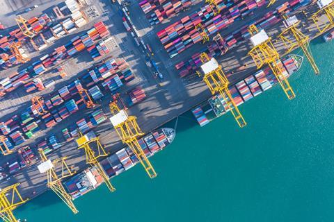 Shipping containers in port