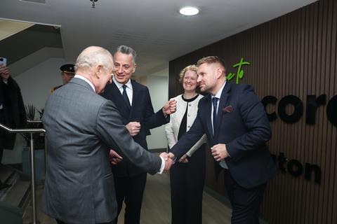 The King meets Greencore CEO Dalton Philips, Ruth McDonald and Richard Martin.