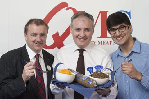 From left Jim McLaren, Chairman of Quality Meat Scotland, Rural Affairs Secretary, Richard Lochhead, and Tushar Kahn of Campbells Prime Meat.