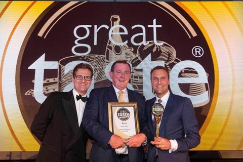 (L-R) John John Farrand, Guild of Fine Food, Peter Hannan of Hannan Meats and Alex Dower, Harrods.