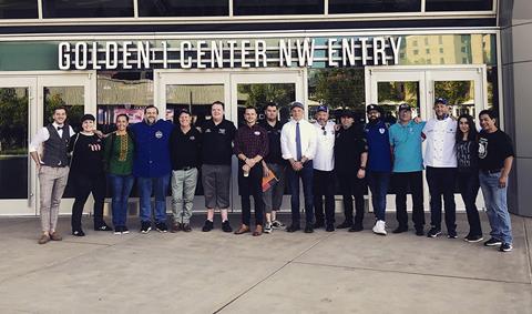 Team captains in front of Golden 1 Center