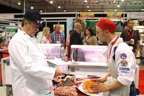 IoM chief executive Keith Fisher is pleased to be involved in Meatup again. Keith is pictured with a young butcher at Meatup 2015.