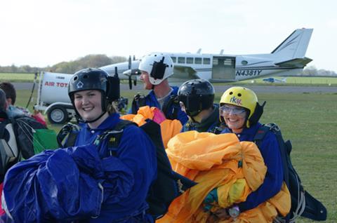L - R, Tulip Bugle's charity parachutists Georgina Windley and Amy Mundy.