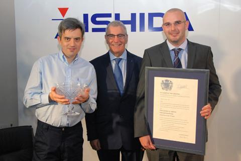 Graham Clements (centre), Managing Director, Ishida Europe, with Andrew Bridges, assembly technician (left) and Nick Price, project engineer.